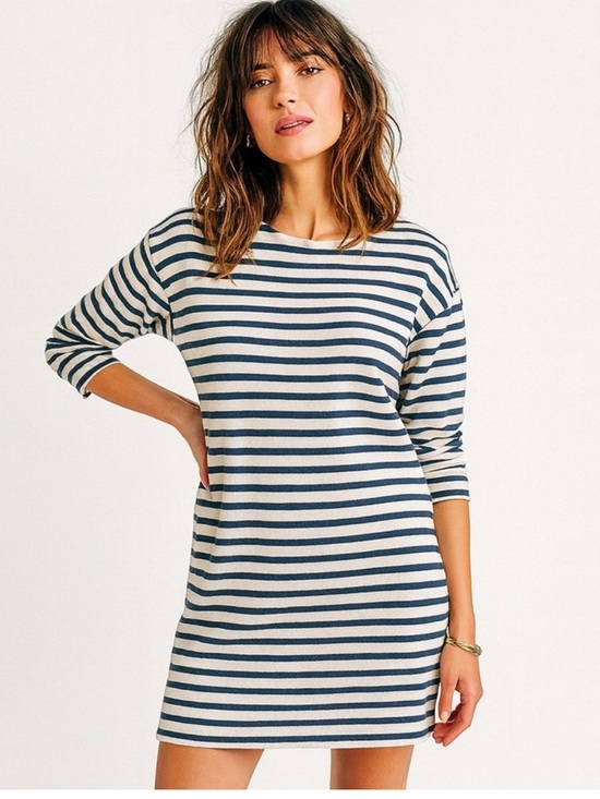 Patagonia Dresses & Skirts - Patagonia Dress Organic Cotton Floral French
Stripe Shift Dress Navy White Small